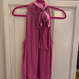 Ann Taylor Fuchsia Tie-Neck Sleeveless Blouse Large
